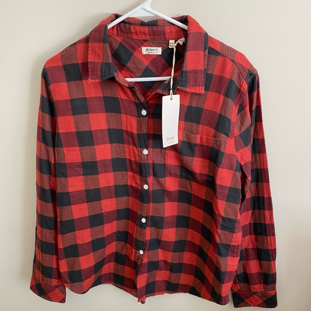 Dylan Red and Black Buffalo Plaid Shirt size medium